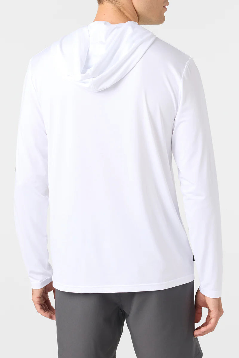 O'Neill Trvlr Beams UPF 50+ Men's Hooded Rashguard Tee - White Rashguard Sun Protection
