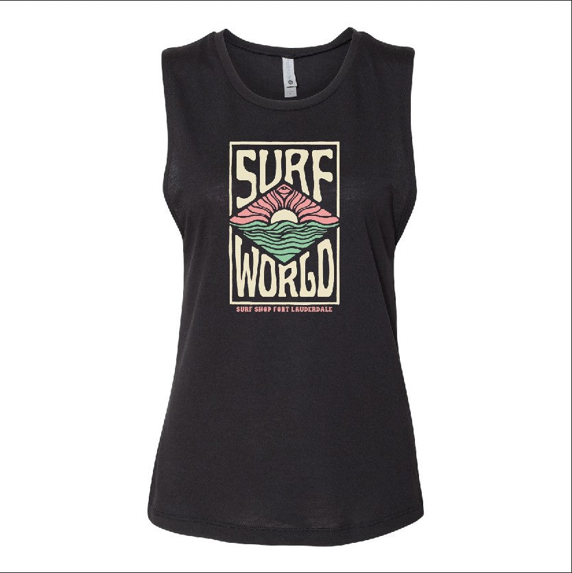 Surf World Sunny Eyes Women's Muscle Tank - Black Womens T Shirt