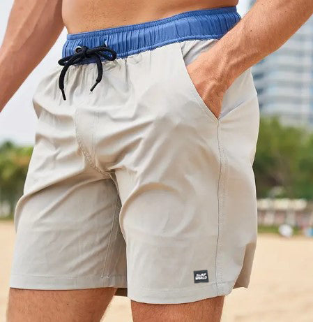 Surf World Elastic Solid Swim / Surf Shorts - Light Grey Blue Mens Boardshorts