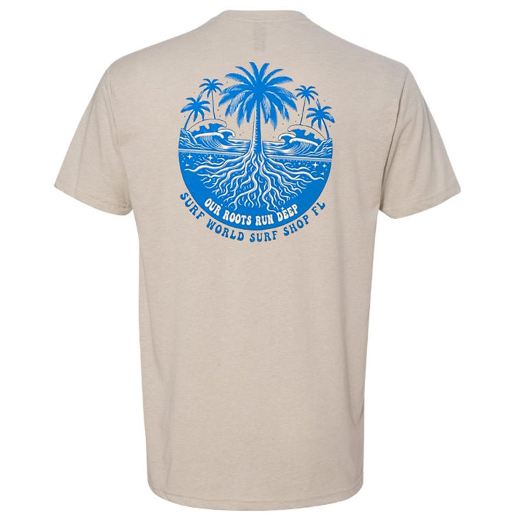 Surf World Deep Roots Tee Shirt - Heather Tan Mens T Shirt