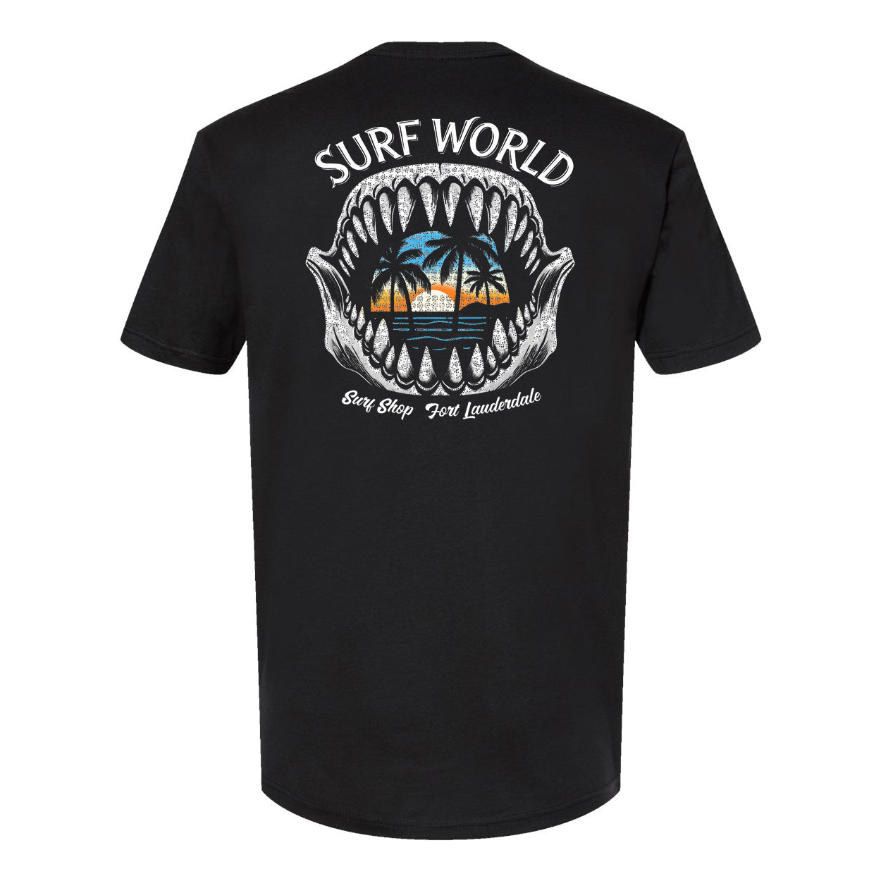 Surf World Shark Jaws Sunset T-Shirt - Washed Black Mens T Shirt