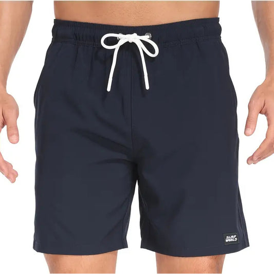 Surf World Elastic Solid Swim / Surf Shorts - Navy Mens Boardshorts
