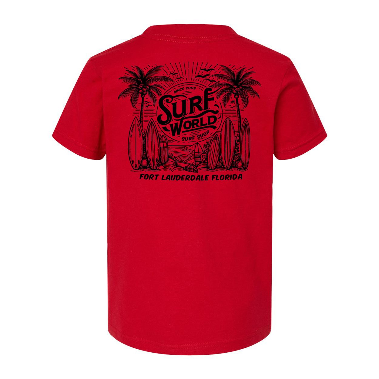 Surf World FTL Surf Palms Kids Tee Shirt - Red Boys T Shirt
