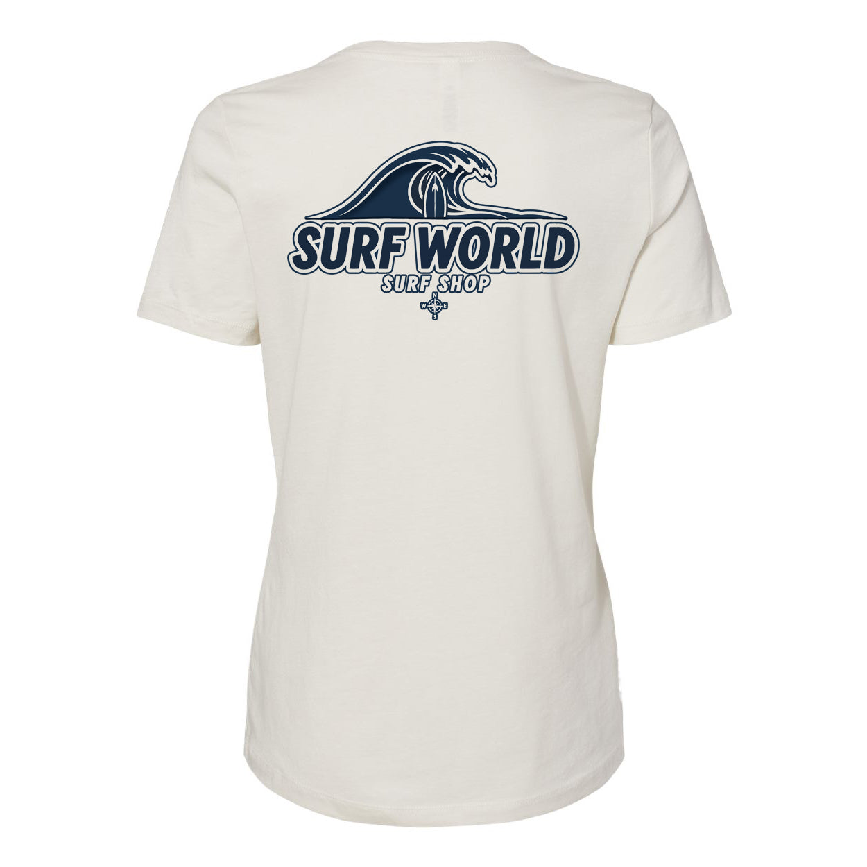 Surf World Navy Waves Relaxed Fit Women's Tee - Vintage White Womens T Shirt