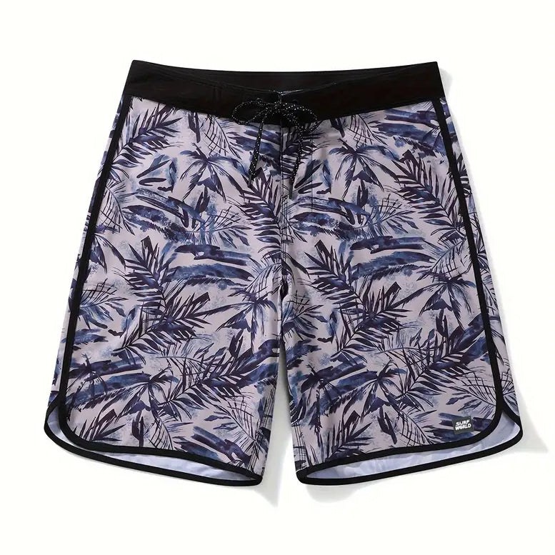 Surf World Painted Palms 19" Boardshorts - Black Mauve Blue Mens Boardshorts