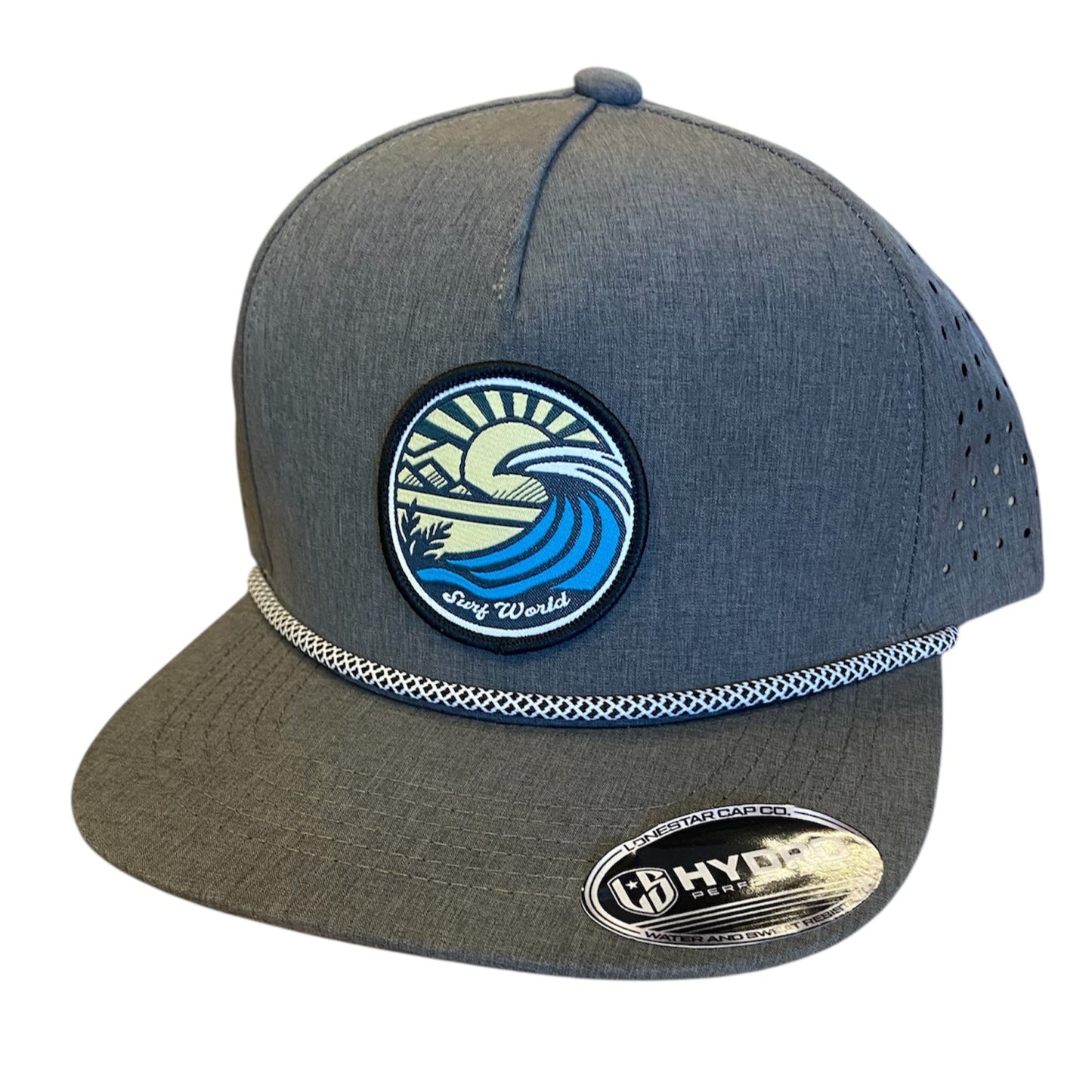 Surf World Performance Hydro Snap Back Rope Hat - Black / Grey / White / Navy Hats Charcoal Circle Wave