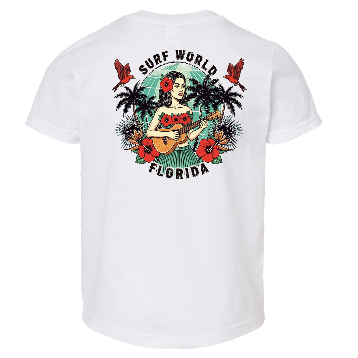 Surf World Red Bird Wahinne T-Shirt - White Mens T Shirt