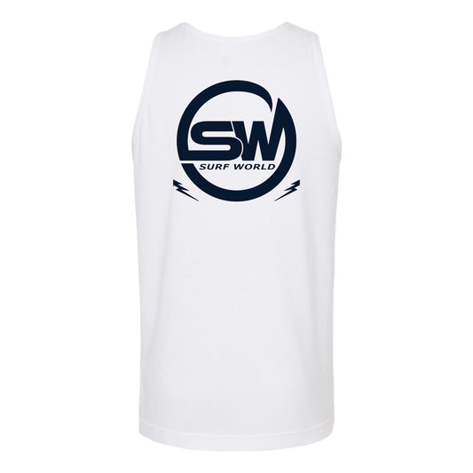 Surf World SW Boltz Tank Top - White Mens T Shirt