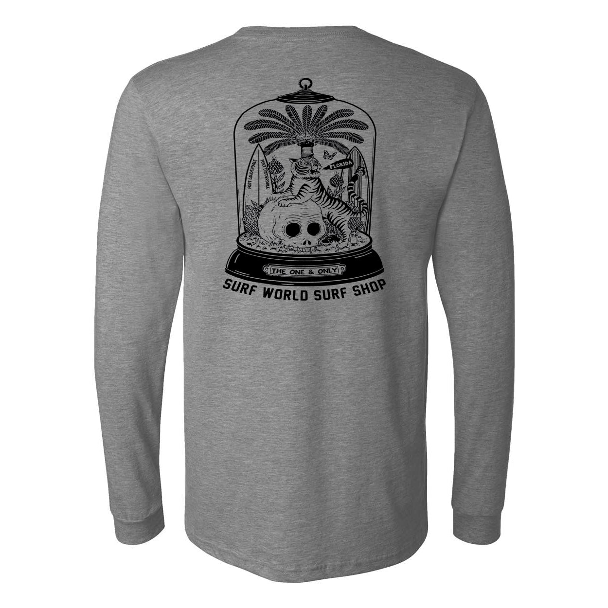 Surf World Tiger Glass Long Sleeve Tee - Dark Heather Mens Longsleeve Tee