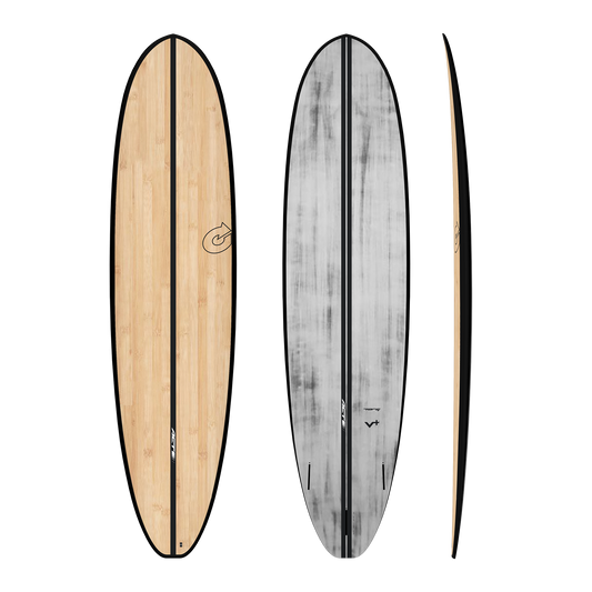 Torq ACT V+ Carbon Fiber Surfboard 7’4 x 22” x 3”- 55.9 ltr Bamboo Deck Black Rails Surfboard