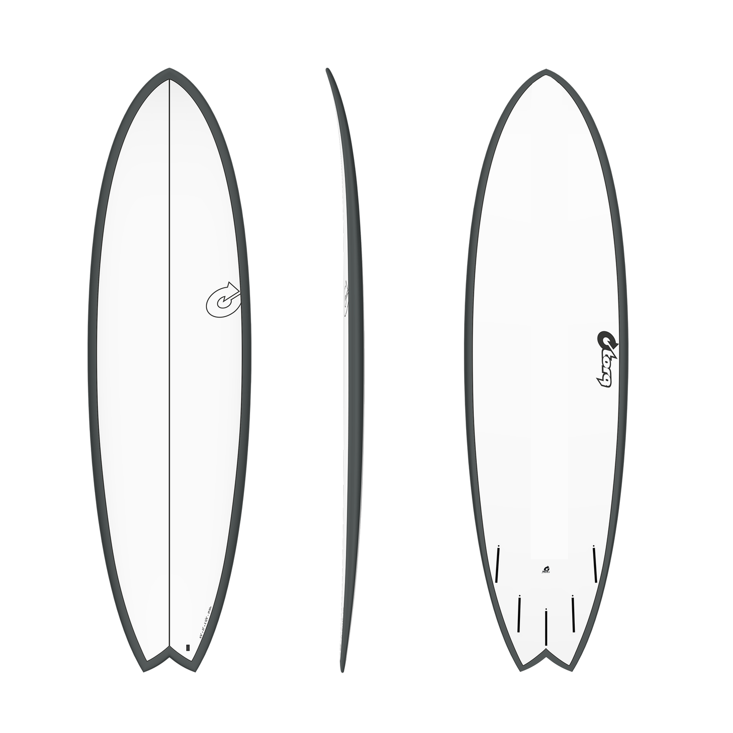 Torq 6'10 Mod Fish Pinline TET Epoxy Surfboard - White Graphite Surfboard