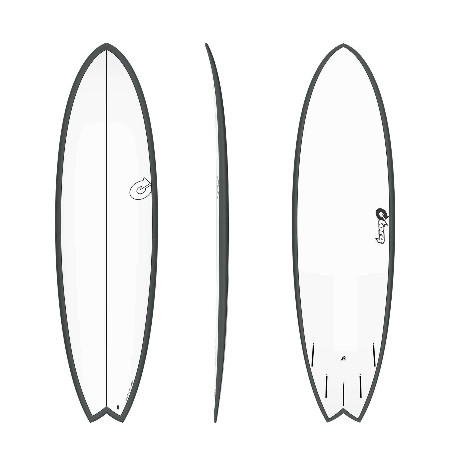 Torq 6'10 Mod Fish Pinline TET Epoxy Surfboard - White Graphite Surfboard