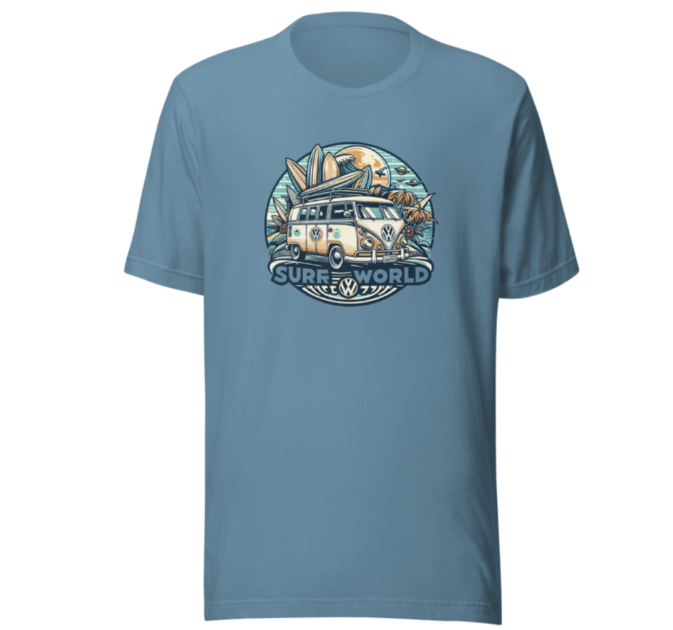 Surf World Iconic VW Bus Surf Tee Shirt Mens T Shirt