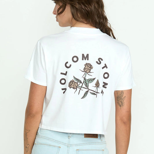 Volcom Dial Crop T Shirt - White Flower Womens T Shirt