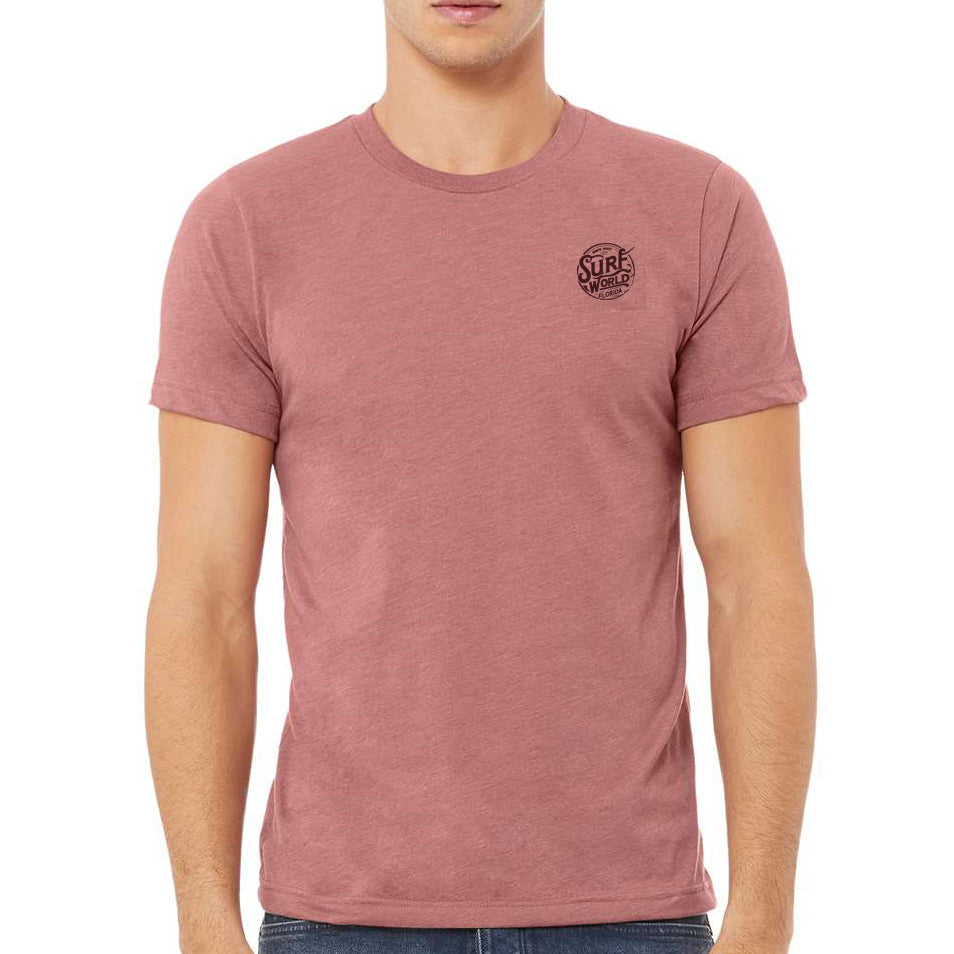 Surf World Palms and Boards Tee Shirt - Heather Mauve Mens T Shirt