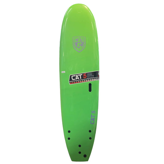 Cat 5 Soft Surfboard 7'6" 22 5/8 with Blue Marble Bottom 78 Liters Softboard Green