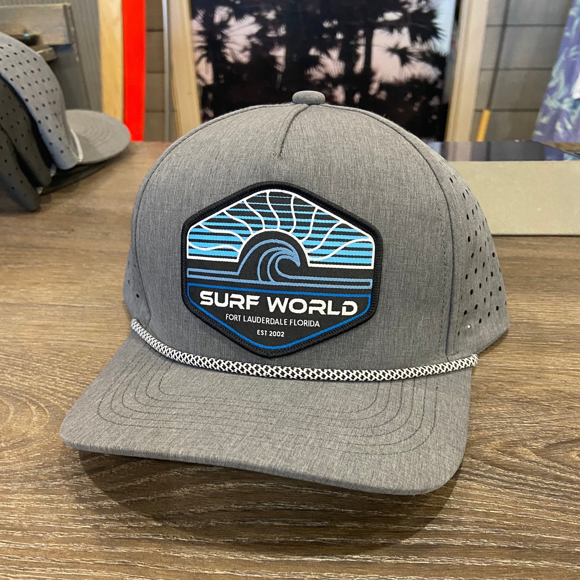 Surf World Performance Snap Back Hat - Black / Grey / White Hats