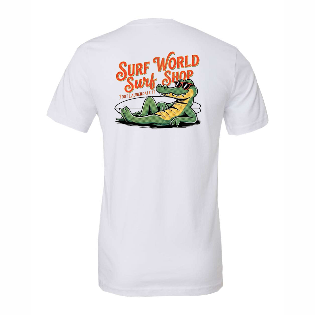 Surf World Lounging Gator Tee - White