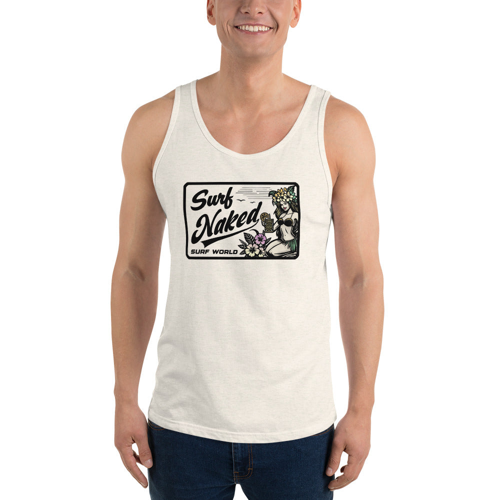 Surf Naked Surf World Tank Top in 3 Colors Mens Tank Oatmeal Triblend