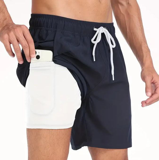 Surf World Elastic Solid Swim / Surf Shorts - Navy Mens Boardshorts