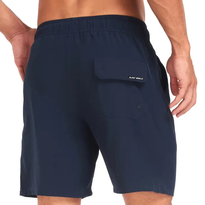 Surf World Elastic Solid Swim / Surf Shorts - Navy Mens Boardshorts