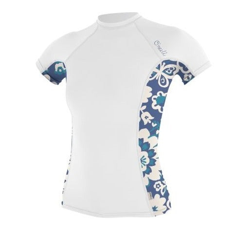 O'Neill Women's SS Side Print UPF 50+ Sun Shirt 5405S- White Womens Rashguard