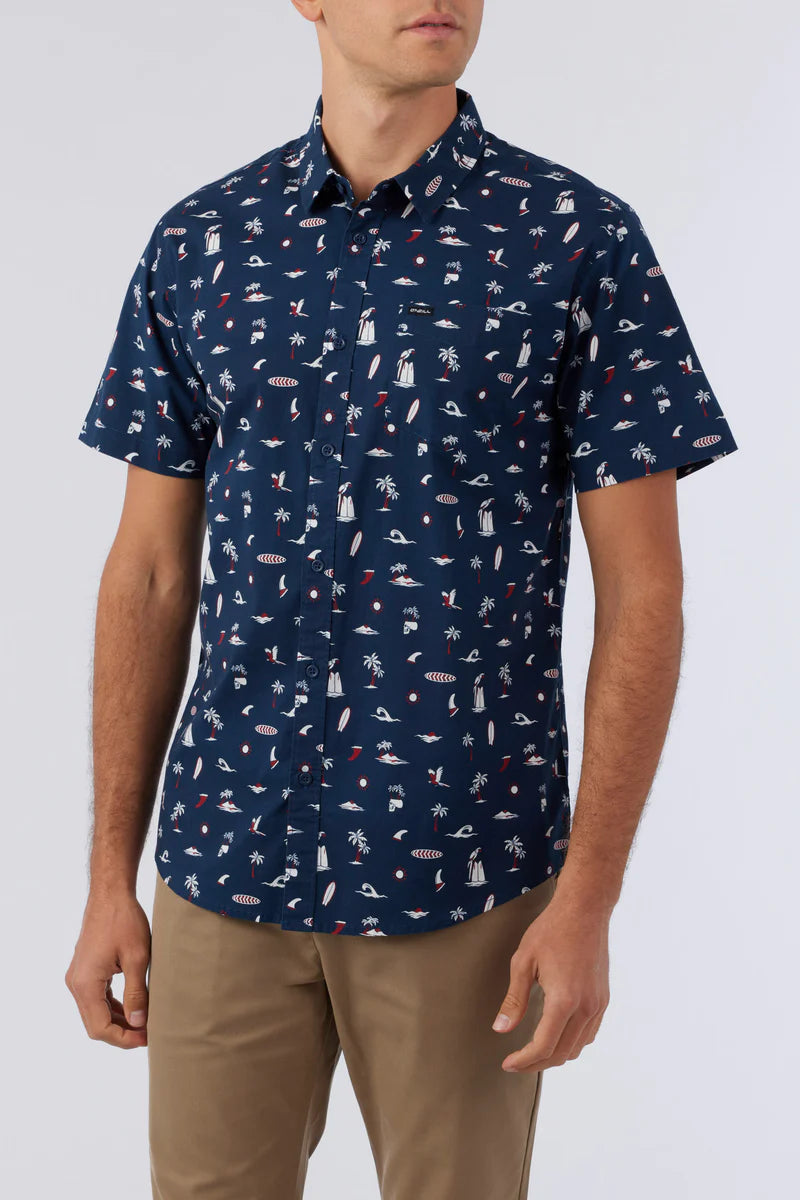 Oneill Quiver Stretch Button Down Shirt - Navy Mens Shirt