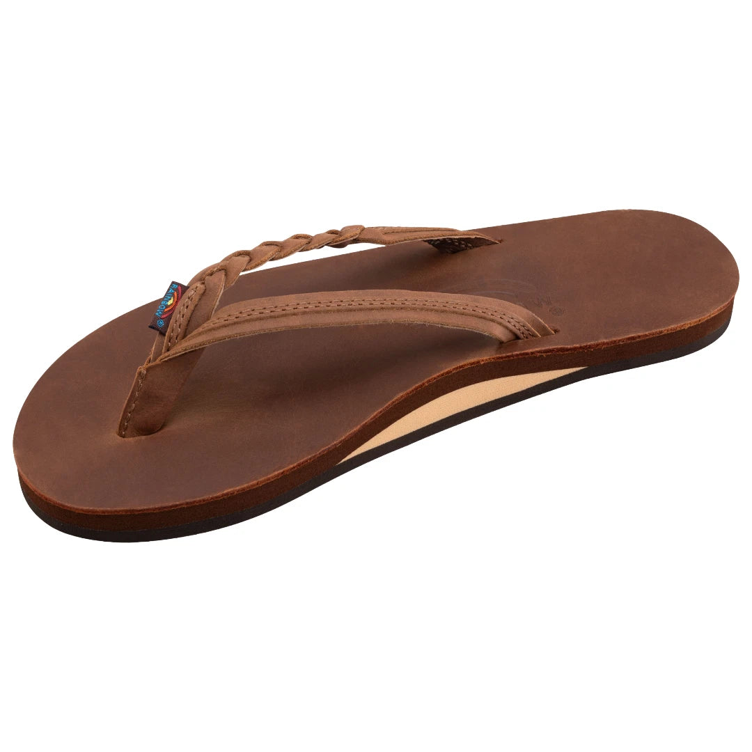 Rainbow Sandals Women's Flirty Braidy Redwood Brown Single Layer Leather