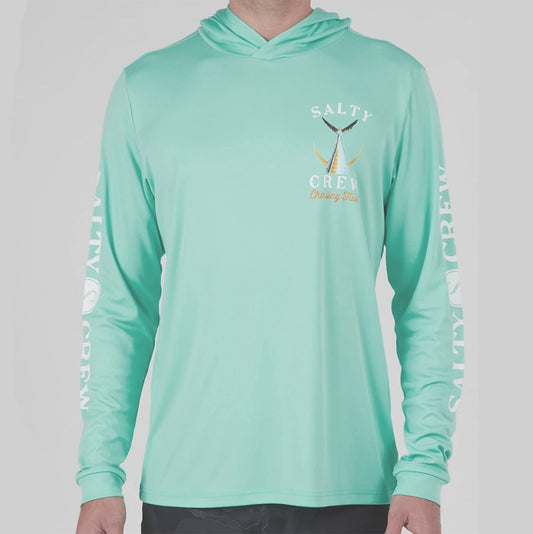 Salty Crew Tailed Hooded Tech UPF 50+ Tee LS - Seafoam Rashguard Sun Protection