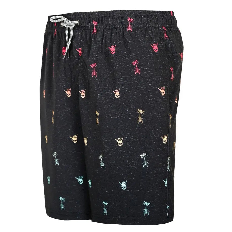 Surf World Shaka Skulls Volley Trunks - Black Heather 18" Mens Boardshorts