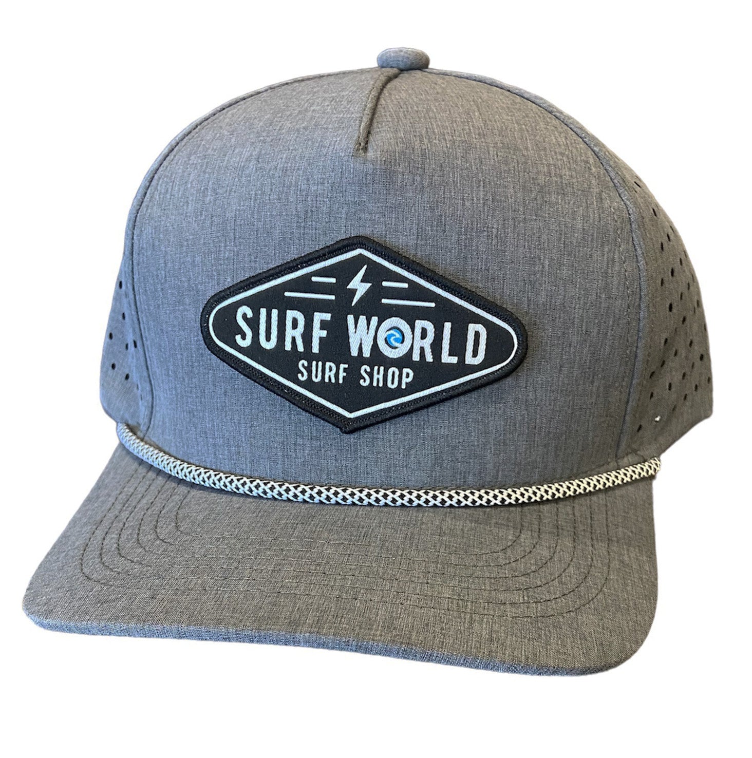 Surf World Performance Snap Back Hat - Black / Grey / White Hats Charcoal Boltz
