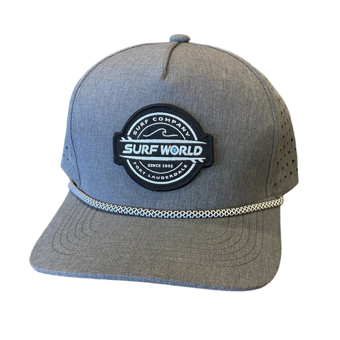 Surf World Performance Snap Back Hat - Black / Grey / White Hats Charcoal Double Boards