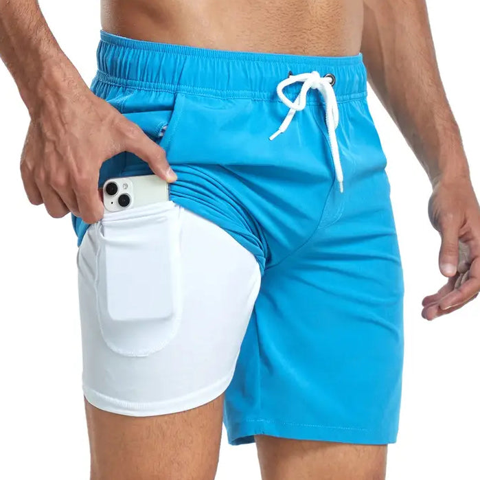 Surf World Elastic Solid Swim / Surf Shorts - Turq Blue Mens Boardshorts