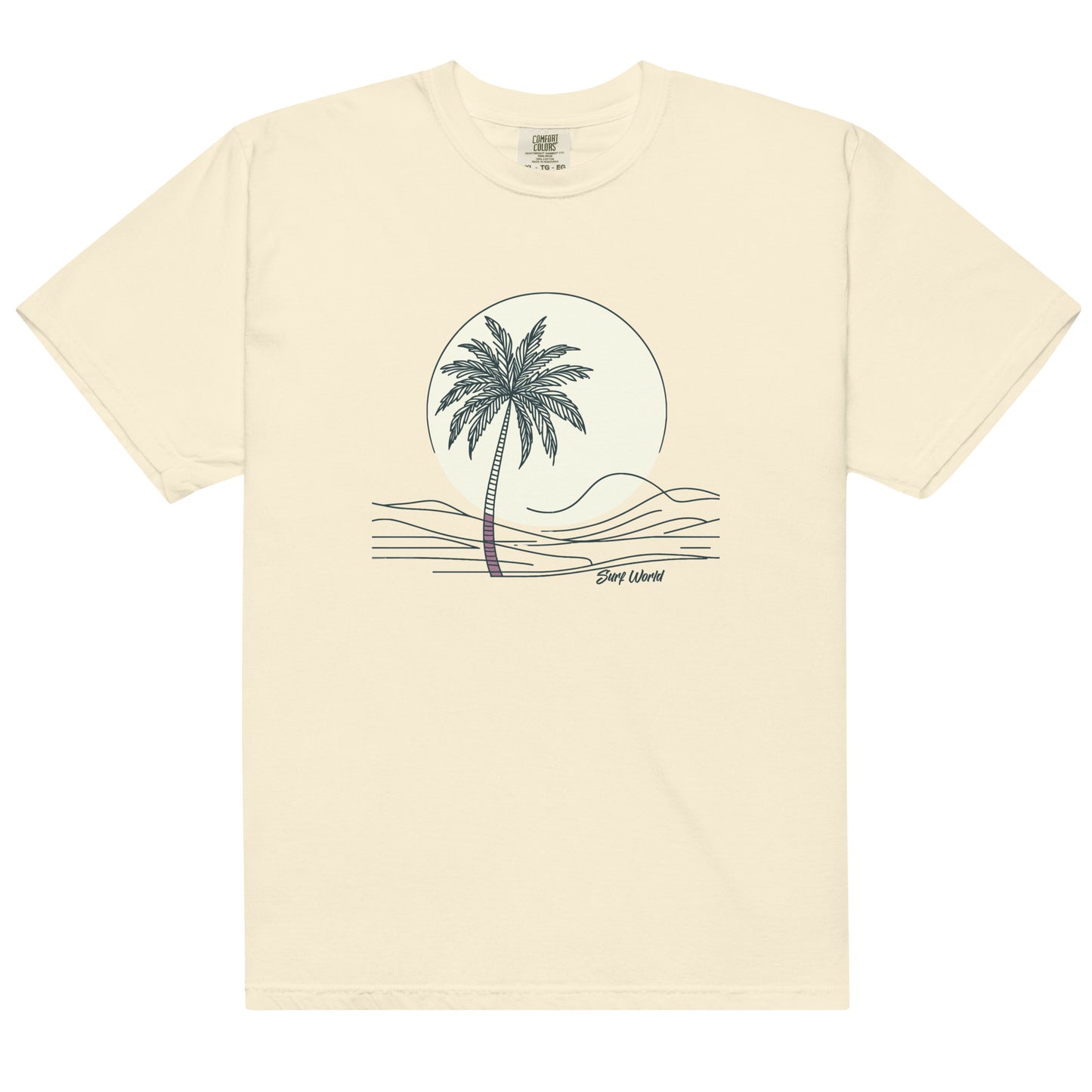 Surf World Lone Palm Unisex garment-dyed heavyweight t-shirt Mens T Shirt Ivory