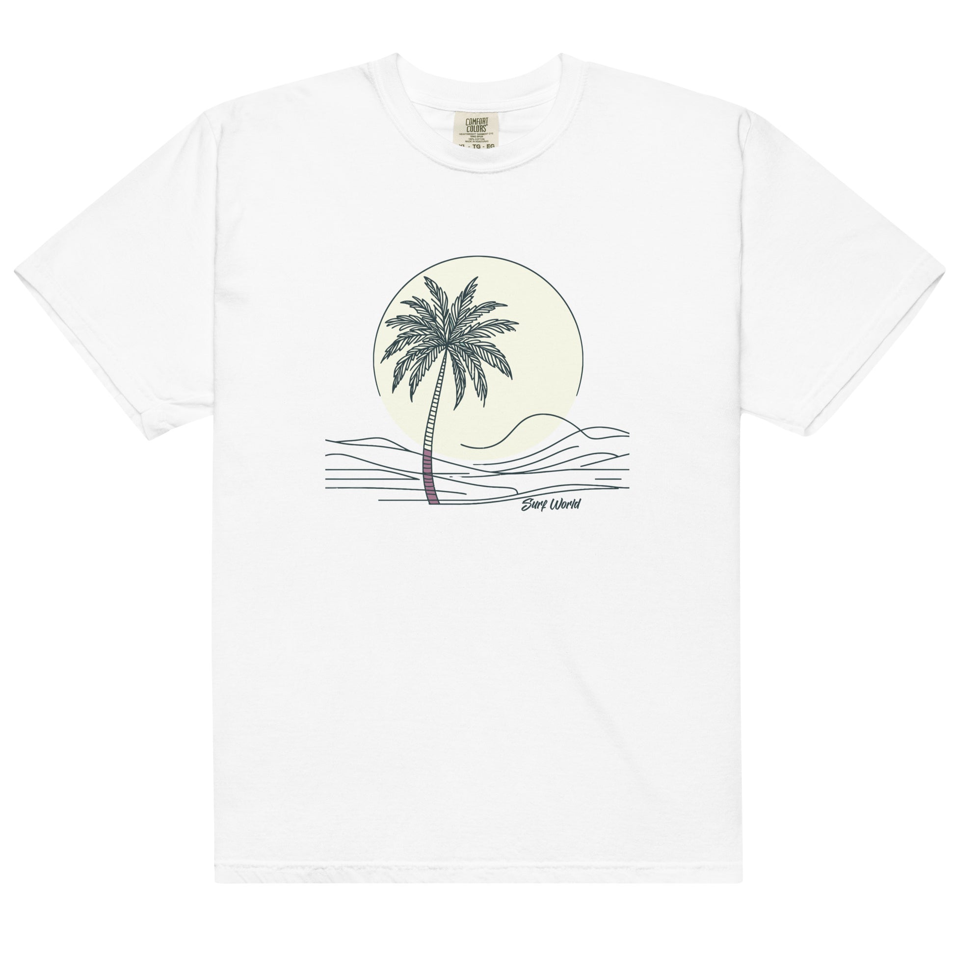 Surf World Lone Palm Unisex garment-dyed heavyweight t-shirt Mens T Shirt White