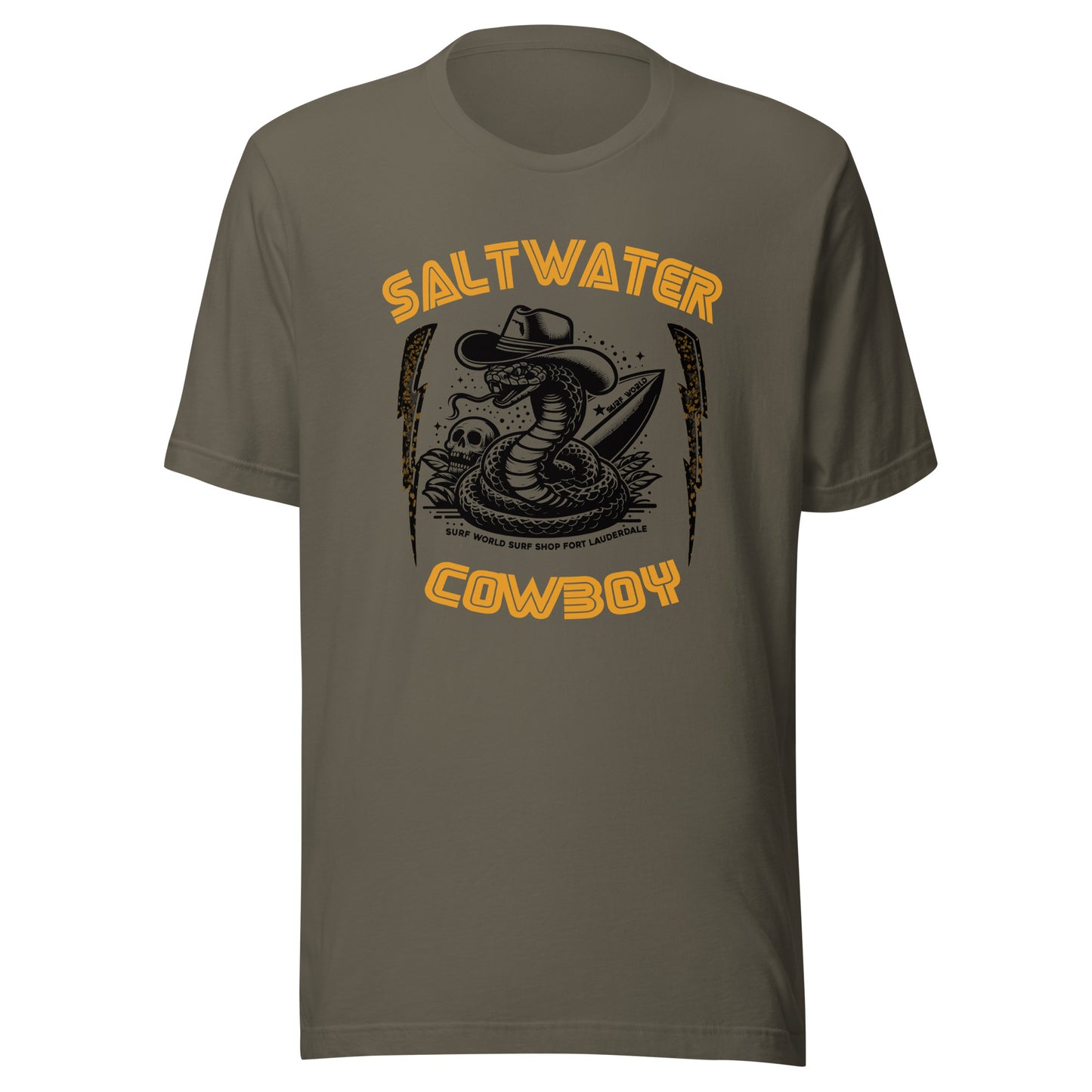 Surf World Salt Water Cowboy Tee Shirt Color Pop Mens T Shirt Army