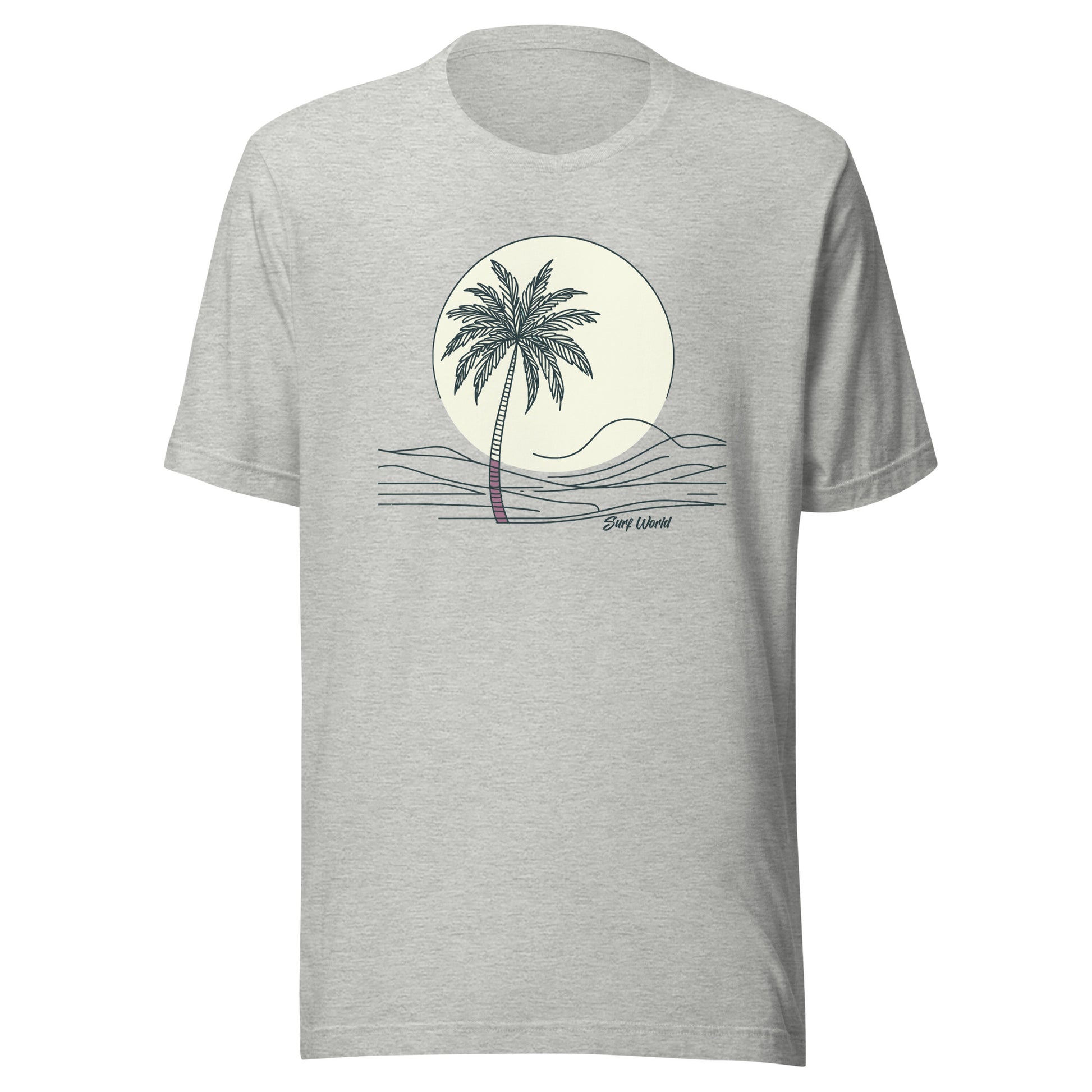 Surf World Pale Sun Palm Tree T Shirt Mens T Shirt Athletic Heather