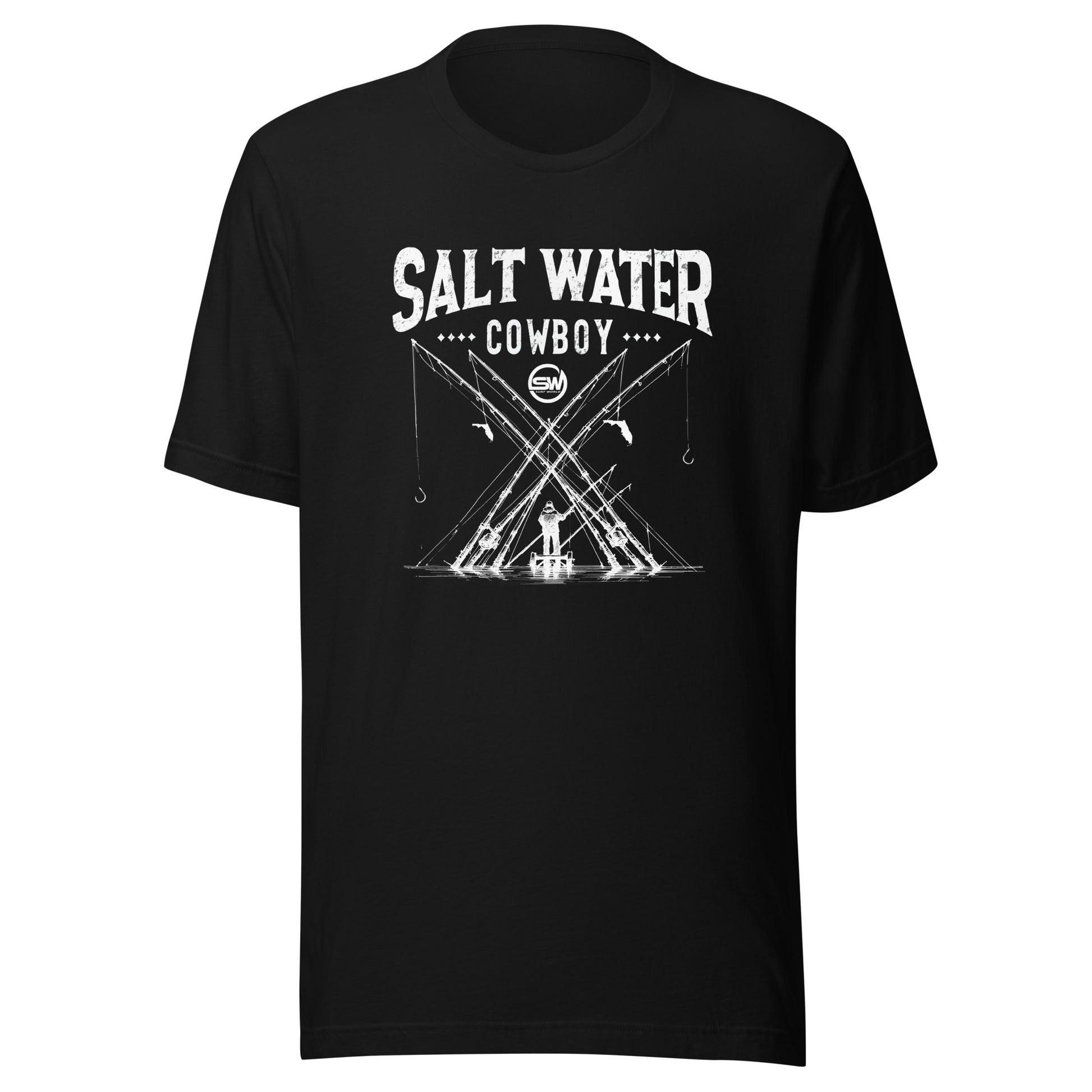 Saltwater Cowboy Rod Club T-Shirt - Surf World - Salt Water Mens T Shirt Black