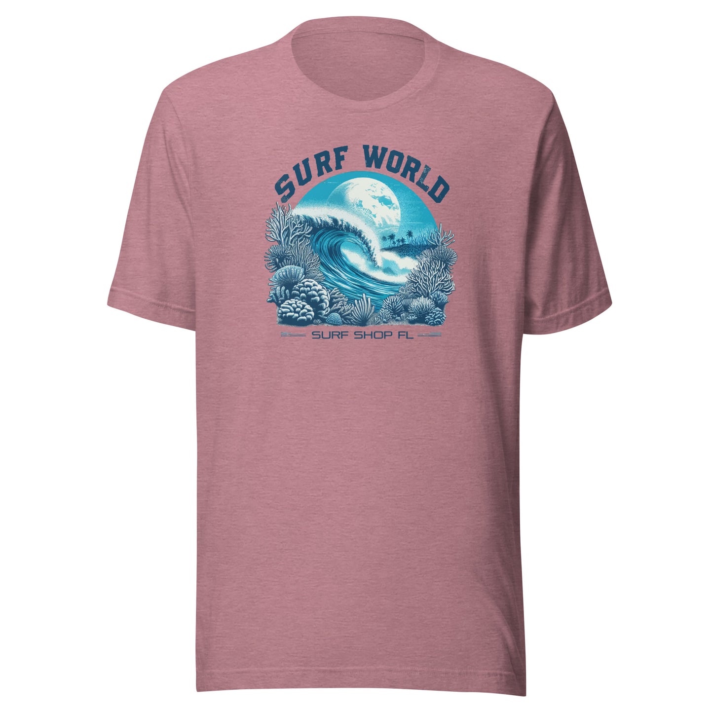 Surf World Coral Moon Tee Shirt Mens T Shirt Heather Orchid