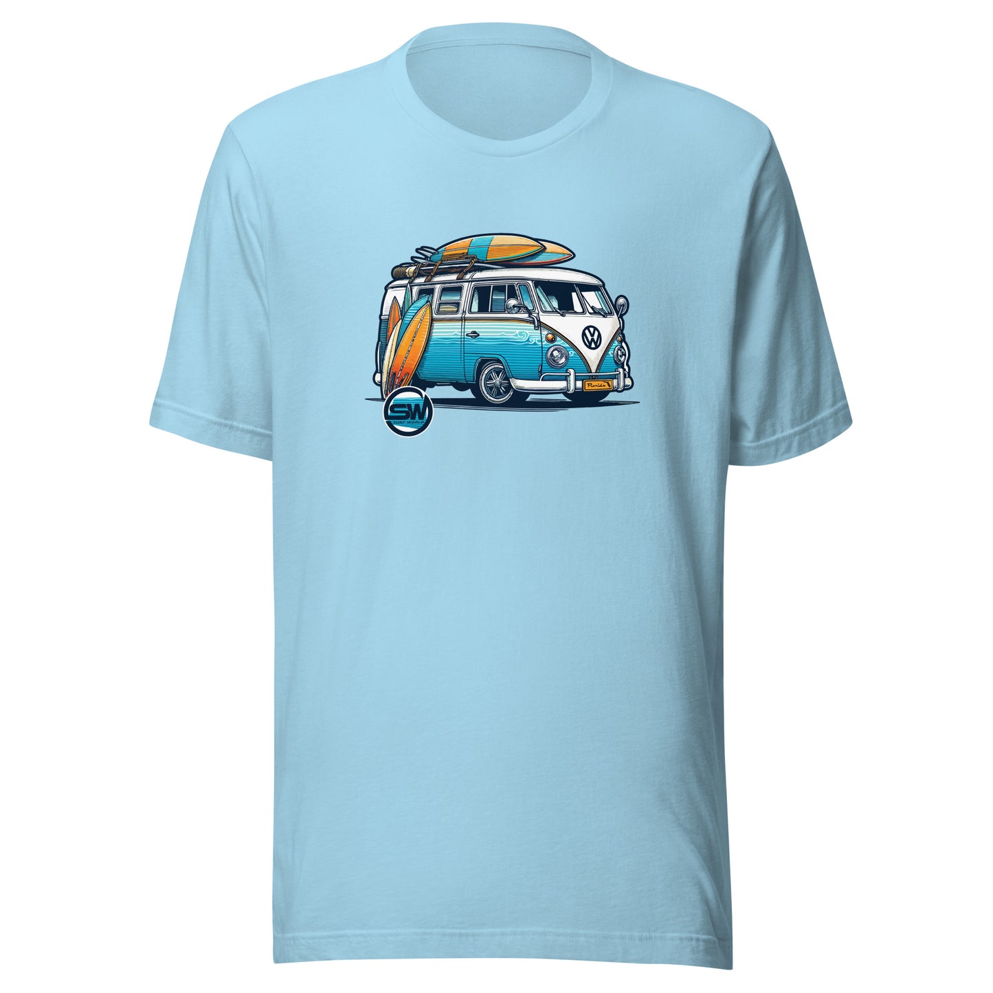 Surf World VW Stoked BUS Unisex t-shirt Mens T Shirt Ocean Blue