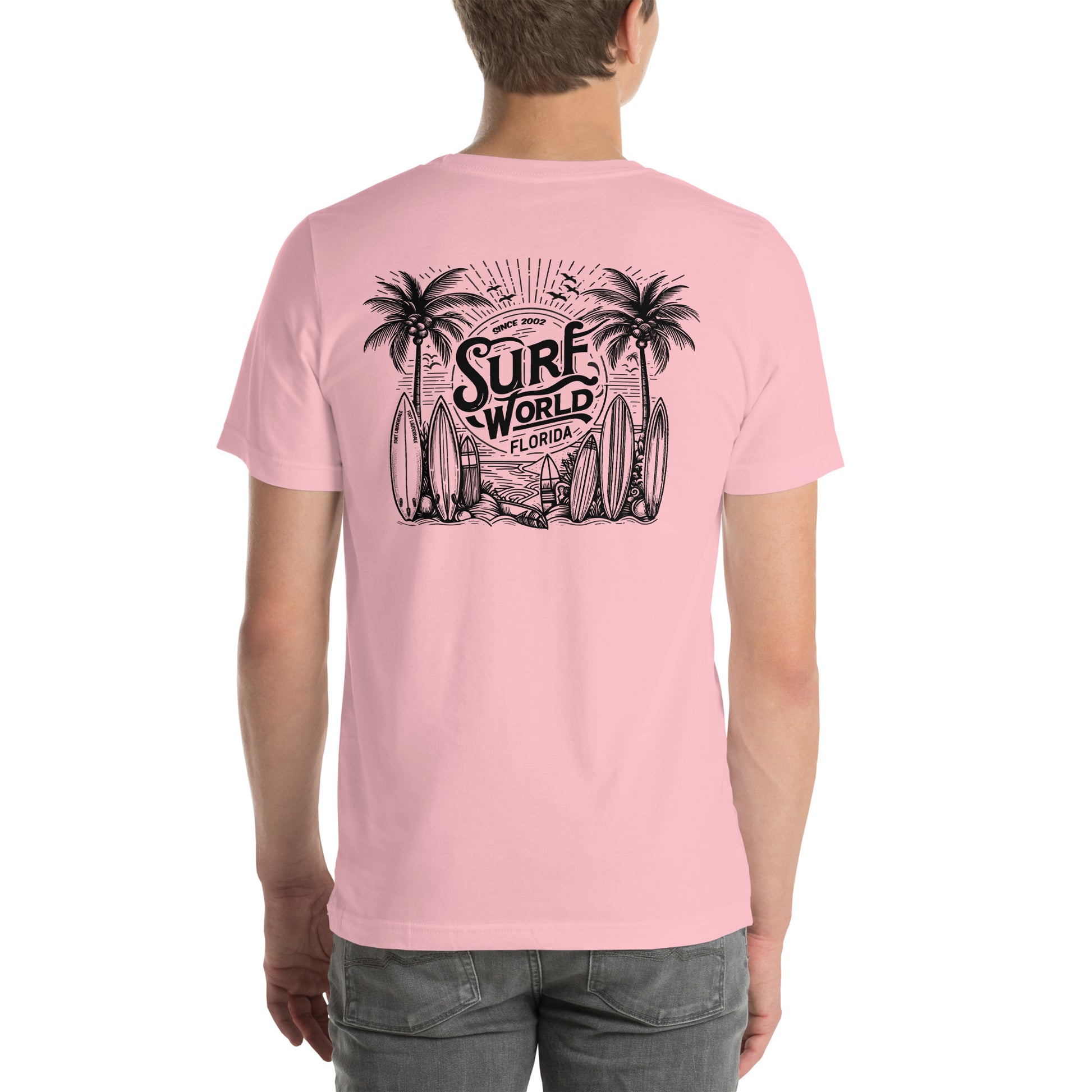 Surf World Sunny Rays Premium Tee Shirt Mens T Shirt Pink