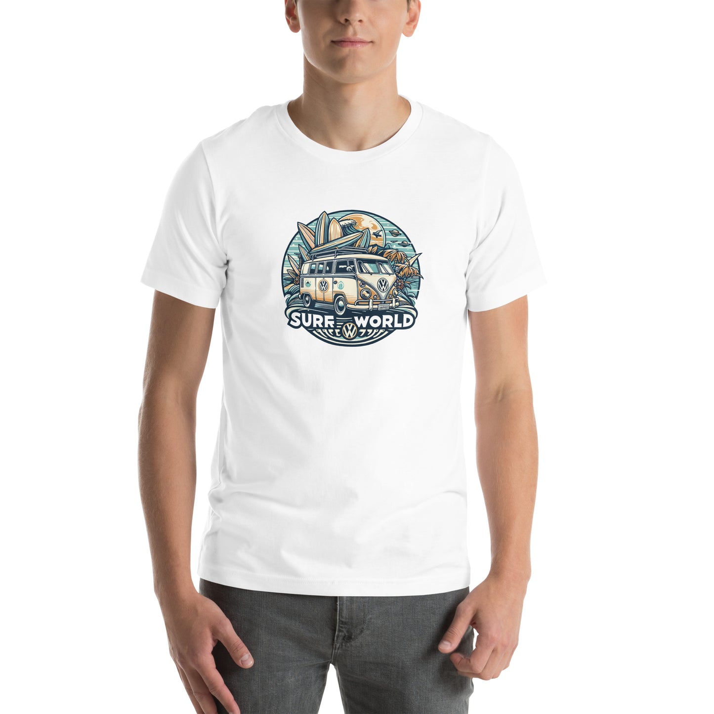 Surf World Iconic VW Bus Surf Tee Shirt Mens T Shirt White