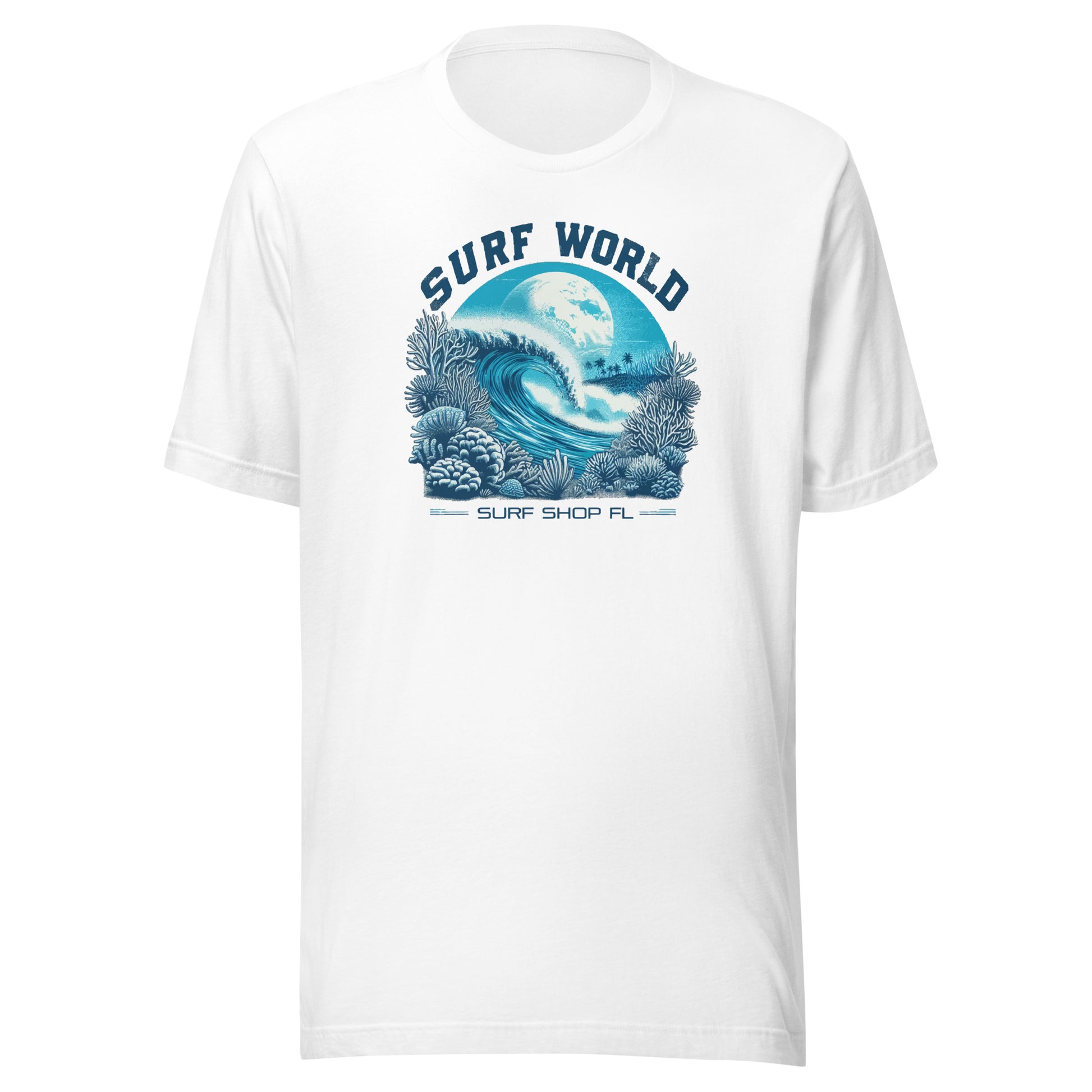 Surf World Coral Moon Tee Shirt Mens T Shirt White