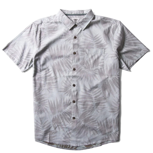 Vissla Palm Grande Woven SS Button Down Shirt - SBL Stone Blue Mens Woven Shirt