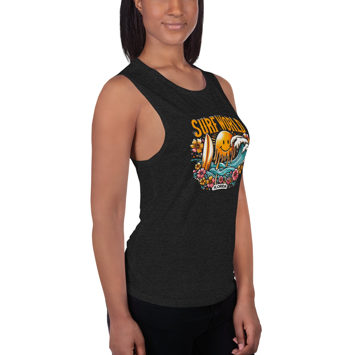 Surf World Drippy Sun Ladies Muscle Tank Top Womens Tank