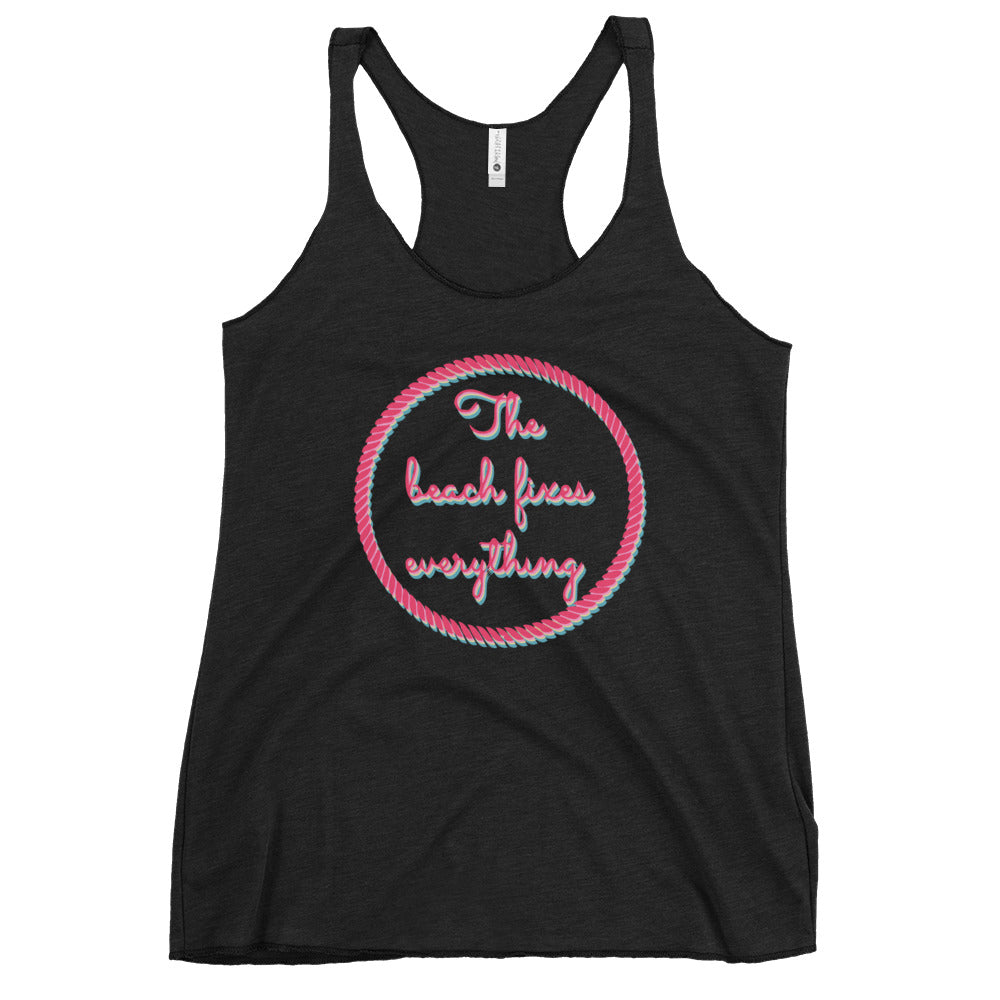 The Beach Fixes Everything, Women's Racerback Tank Womens Tank Vintage Black