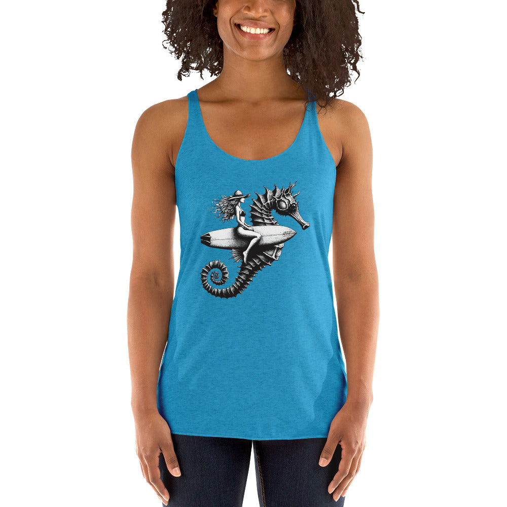 Surf World Seahorse Girl Women's Racerback Tank Womens Tank