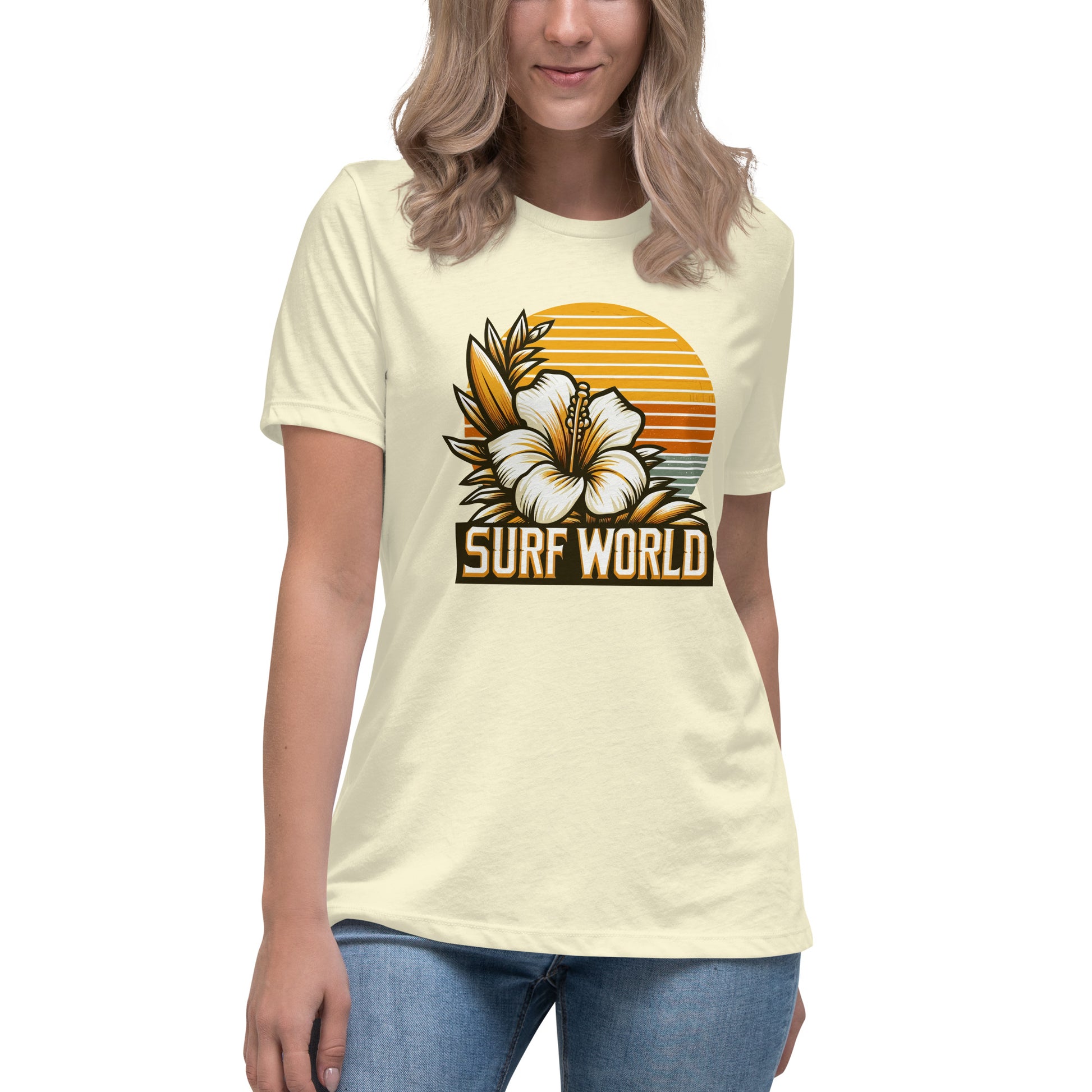 Surf World White Flower Women's Relaxed T-Shirt Womens T Shirt Citron