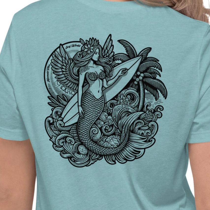 Surf World Mermaid Vibes Women's Relaxed T-Shirt Womens T Shirt Heather Blue Lagoon