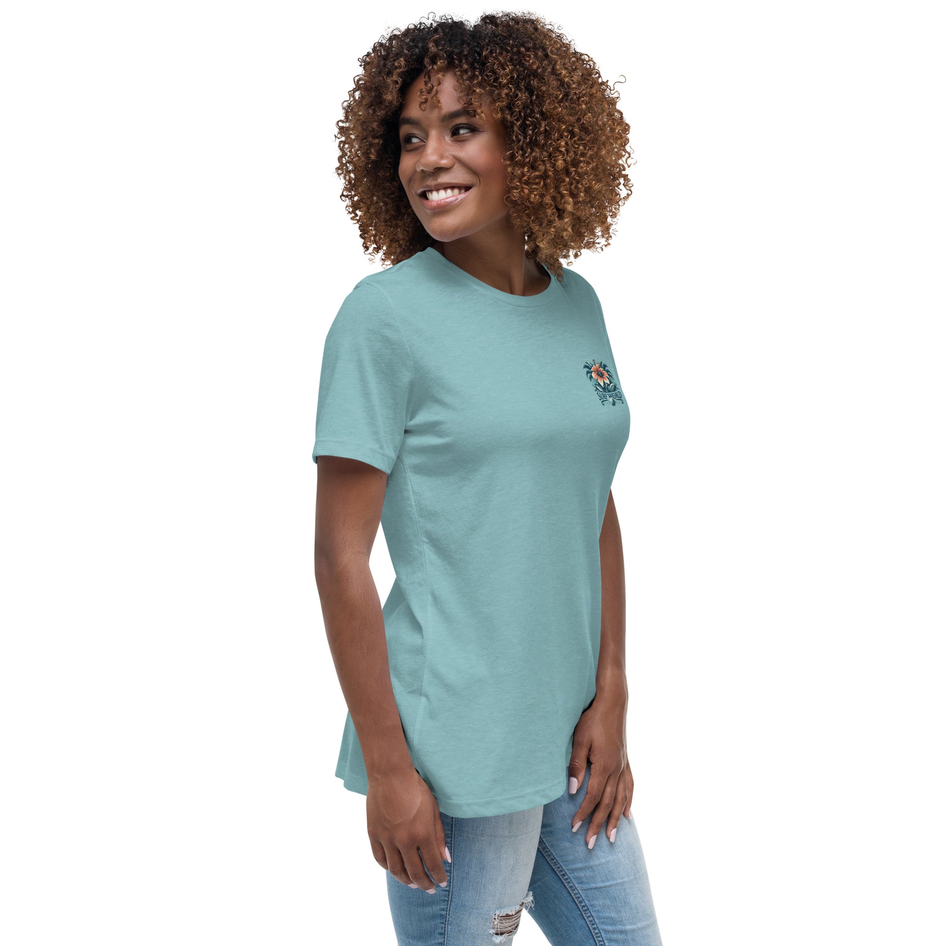 SURF WORLD HIBISCUS FLOWER Women's Relaxed T-Shirt Womens T Shirt